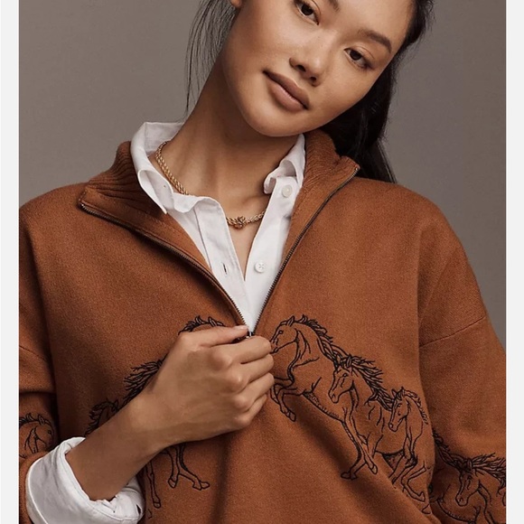 The Montana Mock Neck Half Zip Sweater by Maeve exclusively for Anthropologie - Picture 5 of 10